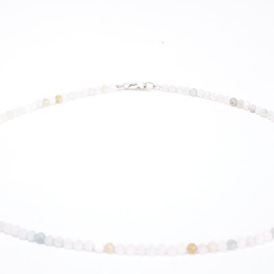 Collar de piedras preciosas de morganita de aproximadamente 3 mm facetadas con cierre de plata 925