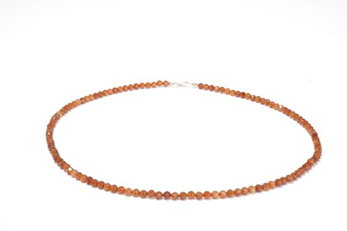 Orange Granat Edelstein Halskette ca. 3 mm facettiert mit 925 Silber Verschluss