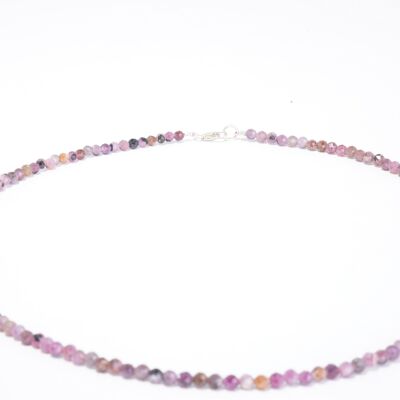 Ruby gemstone necklace approx. 3 mm faceted with 925 silver clasp