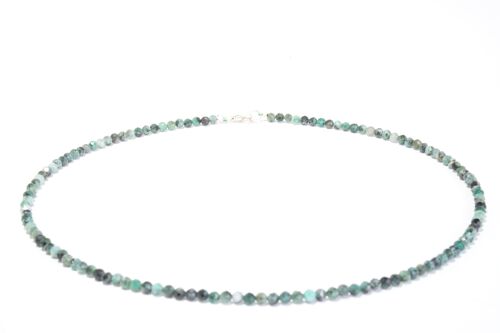 Smaragd Edelstein Halskette ca. 3 mm facettiert mit 925 Silber Verschluss