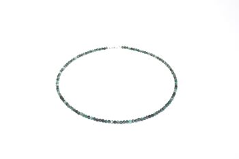 Collier de pierres précieuses émeraude d'environ 3 mm facetté avec fermoir en argent 925 3