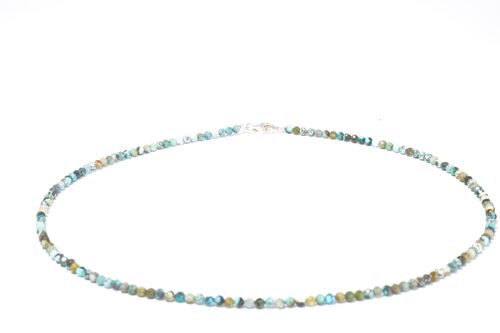 Türkis Edelstein Halskette ca. 3 mm facettiert mit 925 Silber Verschluss