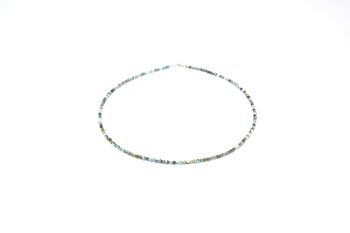 Collier de pierres précieuses turquoise d'environ 3 mm facetté avec fermoir en argent 925 3