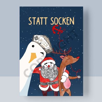 CHRISTMAS POSTCARD - INSTEAD OF SOCKS