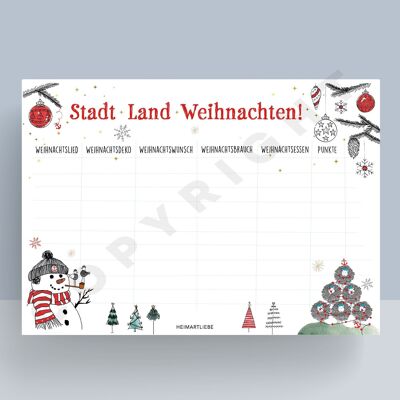 SPIEL- UND SCHREIBBLOCK A4 | STADT LAND WEIHNACHTEN