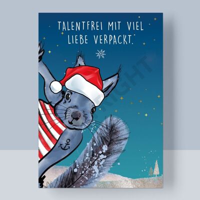 CARTE POSTALE DE NOËL - SANS TALENT EMBALLÉ AVEC BEAUCOUP D'AMOUR