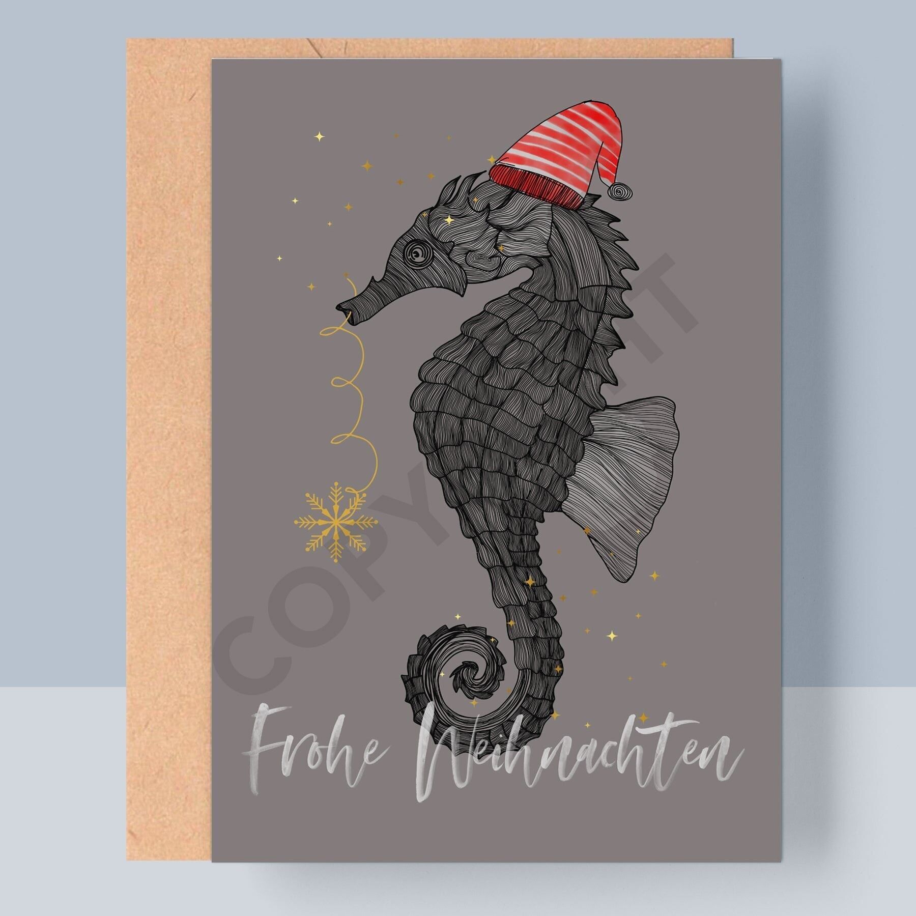 BIGLIETTO PIEGATO DI NATALE - CAVALLOTTI MARINI DI NATALE