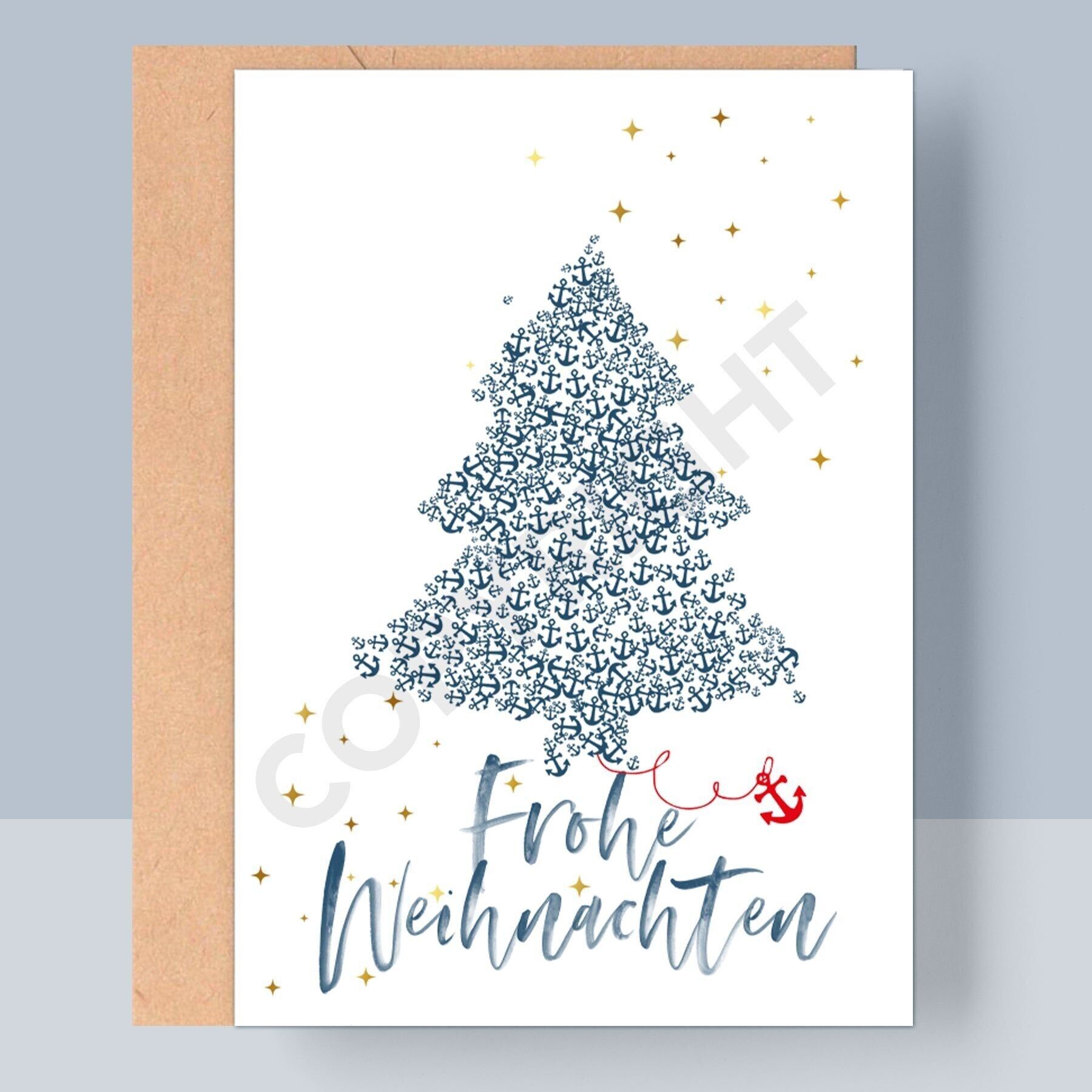 BIGLIETTO PIEGATO DI NATALE - ALBERO DI ANCORAGGIO BUON NATALE