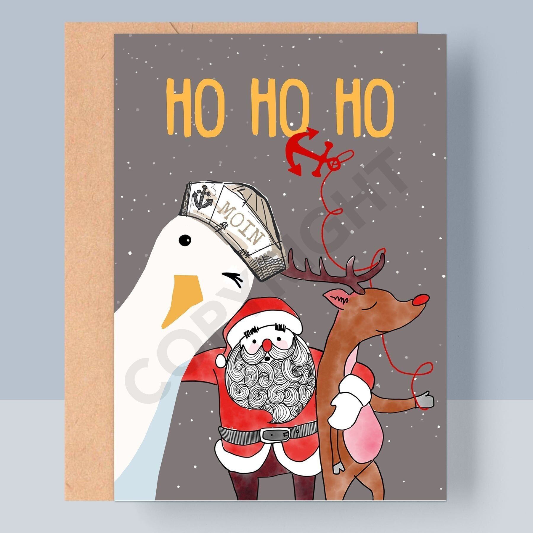 BIGLIETTO PIEGATO DI NATALE - HO HO HO