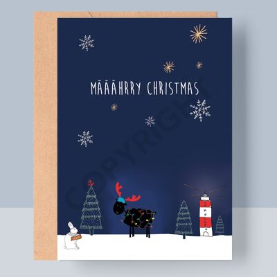 CHRISTMAS FOLDED CARD - MÄÄÄHRRY CHRISTMAS LIGHT CHAIN SHEEP