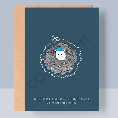 CHRISTMAS FOLDED CARD - NORTH GERMAN SNOWBALL TO TAKE AWAY