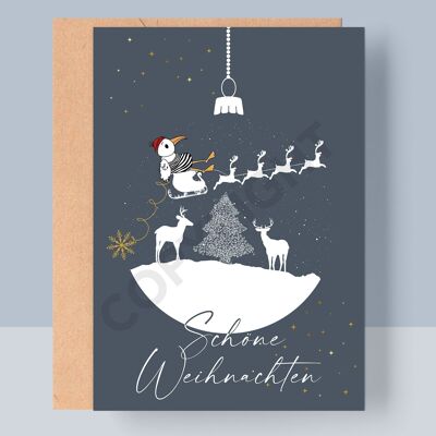 CHRISTMAS FOLDED CARD - BEAUTIFUL CHRISTMAS SNOW GLOBE