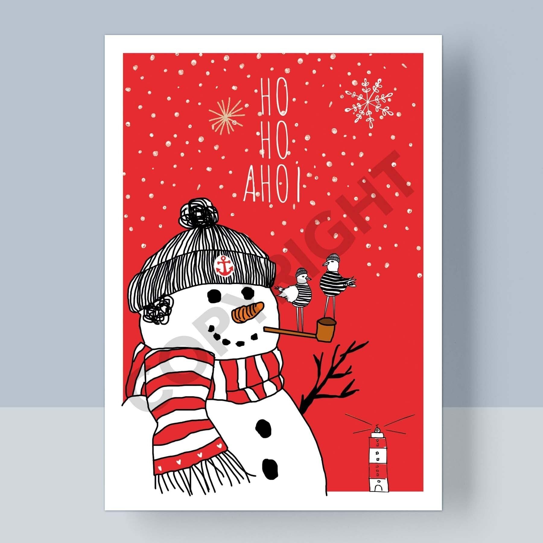 WEIHNACHTSPOSTKARTE - HO HO AHOI