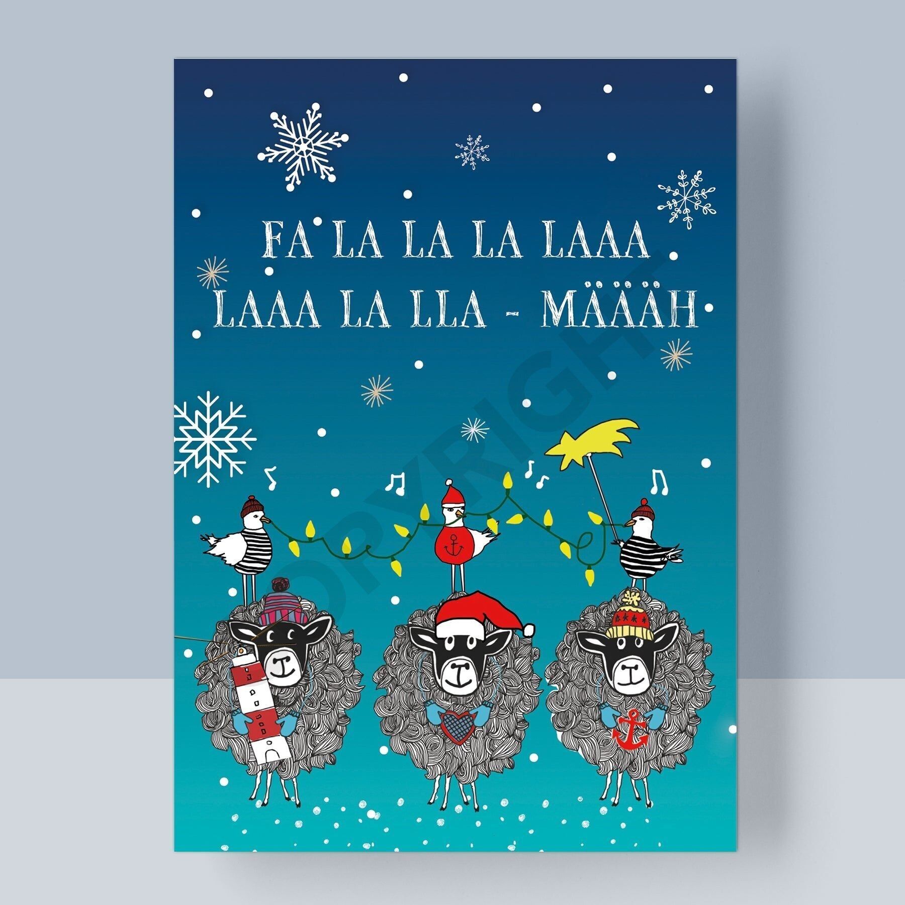 WEIHNACHTSPOSTKARTE - FA LA LA LA MÄÄÄH