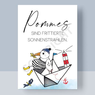 CARTE POSTALE - LES FRITES SONT DES RAYONS DE SOLEIL FRITS