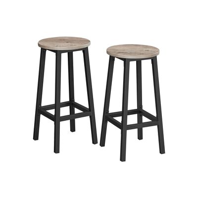 Set of 2 Black Greige Bar Stools 32 x 65 cm (Ø x H)