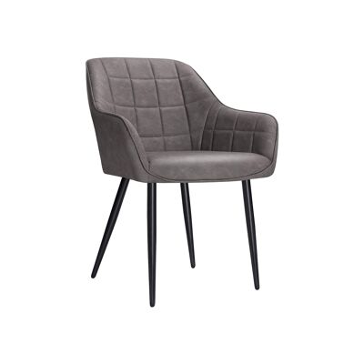Armchair dining chair with gray PU coating 62.5 x 60 x 85 cm (L x W x H)