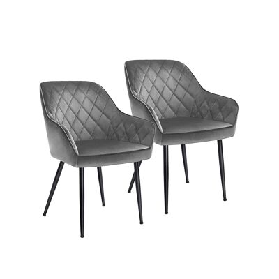 Set of 2 upholstered dining chairs with armrests in light gray 62.5 x 60 x 85 cm (L x W x H)