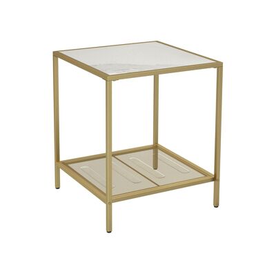 Golden marble effect side table 45.5 x 45.5 x 55 cm (L x W x H)