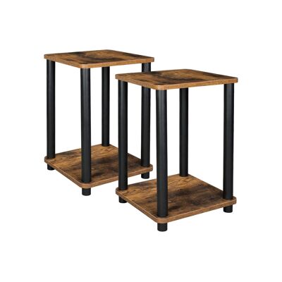 Brown and black vintage side tables 34 x 34 x 50 cm (L x W x H)