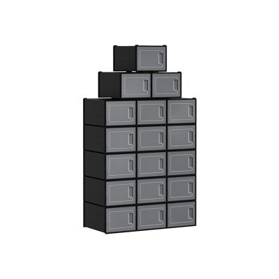 Shoe boxes set of 18 black 35 x 25 x 18.5 cm (L x W x H)