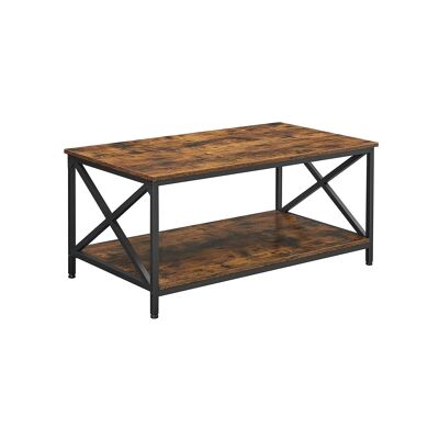Coffee table with vintage brown and black shelves 100 x 55 x 45 cm (L x W x H)