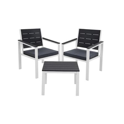 Smoked gray and white garden furniture 62.5 x 64 x 78 cm (L x W x H)