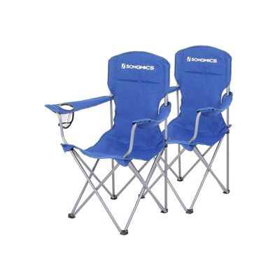 Set of 2 blue camping chairs 76 x 51.5 x 95.5 cm (L x W x H)