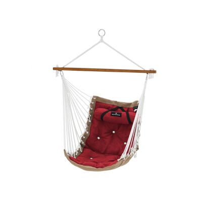 Hanging chair with cushions red-khaki 70 x 60 cm (L x W)