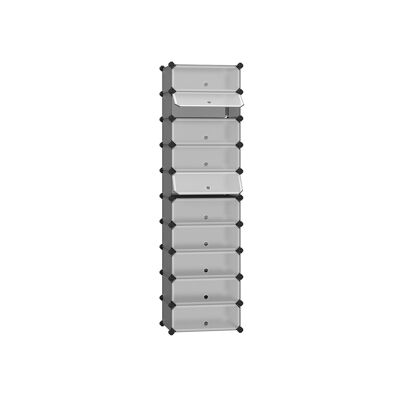 Gray plastic shoe rack 43 x 31 x 173 cm (L x W x H)