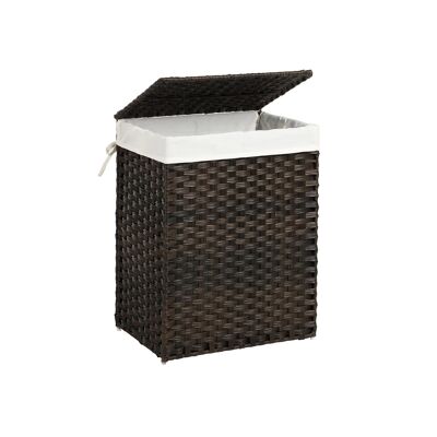 Hand-woven laundry basket brown 46 x 33 x 60 cm (L x W x H)