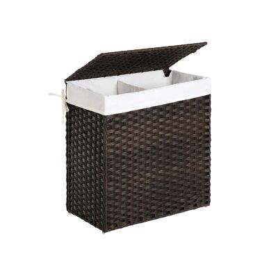 Hand-woven laundry basket brown 57 x 33 x 60 cm (L x W x H)