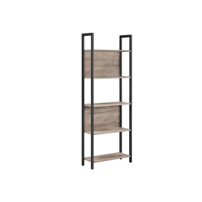 Floor standing shelving unit with 5 tiers of open shelves in greige black 62 x 24 x 165 cm (L x W x H)