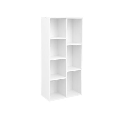 Single bookcase 7 white compartments 50 x 24 x 106 cm (L x W x H)