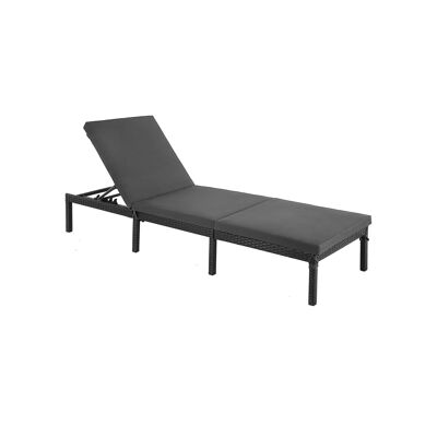Black poly rattan lounge chair 59 x 198 x 28 cm (L x W x H)