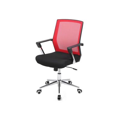 Office chair with red-black mesh upholstery
