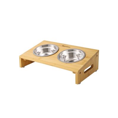 Dog bowl with bamboo frame 2 bowls for PRB01N 35 x 20 x 10 cm (L x W x H)