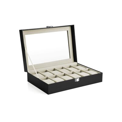 Watch box with 12 compartments 12" x 8" x 3" (L x W x H)