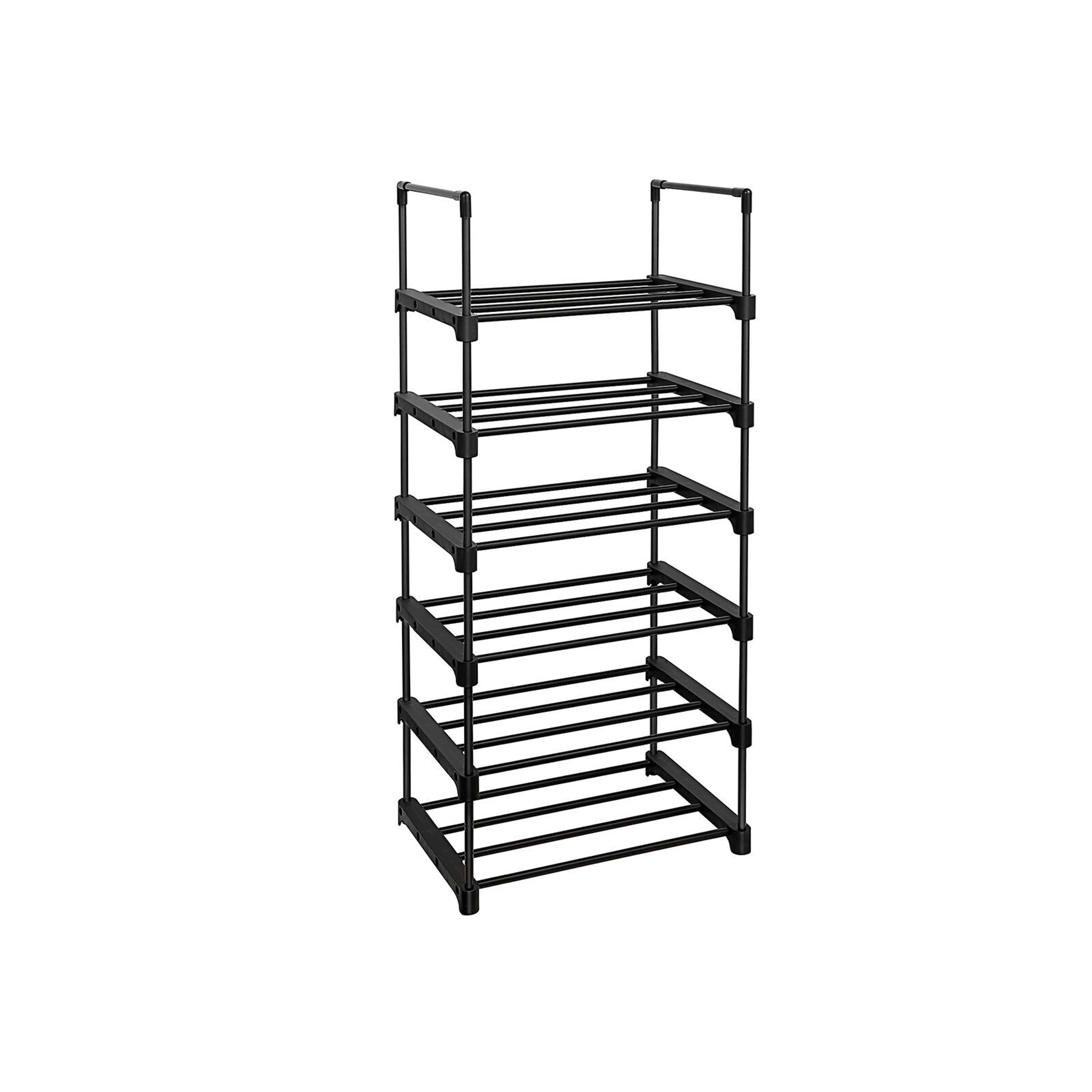 4-tier Small Shoe Rack, Black Color, Each Tier Reinforced With 4