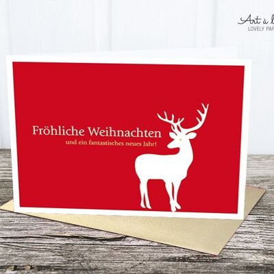 Folded card: Christmas, deer