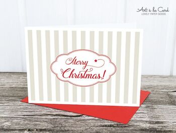 Carte pliée: Joyeux Noël, taupe-blanc