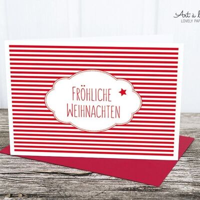 Folded card: Christmas cloud, red and white