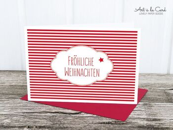 Carte pliée: nuage de Noël, rouge et blanc