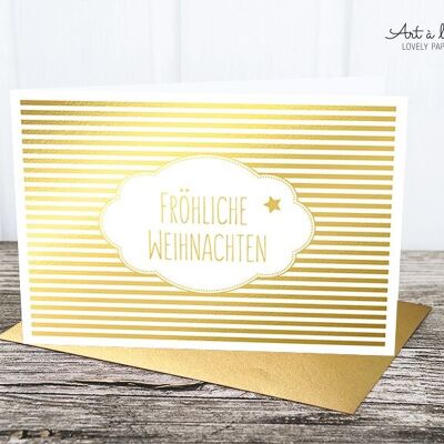 Folding card: Christmas cloud, gold metallic