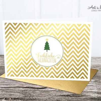 Folding cards: Christmas, zigzag, gold metallic