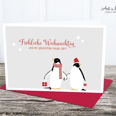 Folded card: penguins