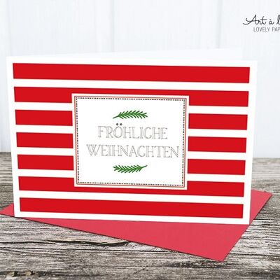 Folding card: block stripes, red