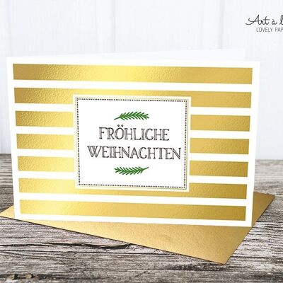 Folding card: block stripes, gold metallic