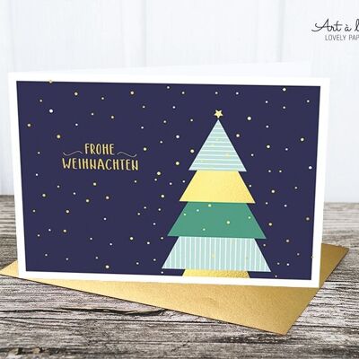 Folding card: Christmas tree, metallic