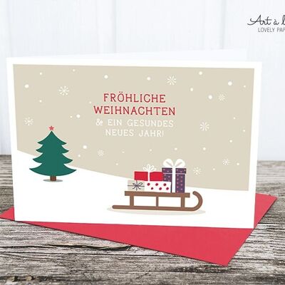 Folding card: Gift sleigh
